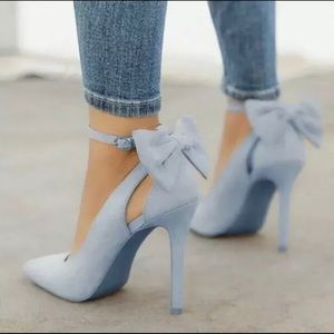 Women High Heels Pointed Toe Ankle Strap Bow-Knot